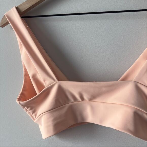 Lulus Triangle Bikini Top Light Orange Orange Stretch ruched light support swim - Picture 4 of 10